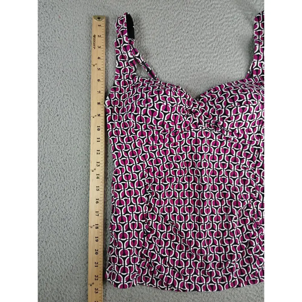 Lands End Swim Top Womens XL Size 14 Pink Floral Geometric Pattern Tankini NWT
